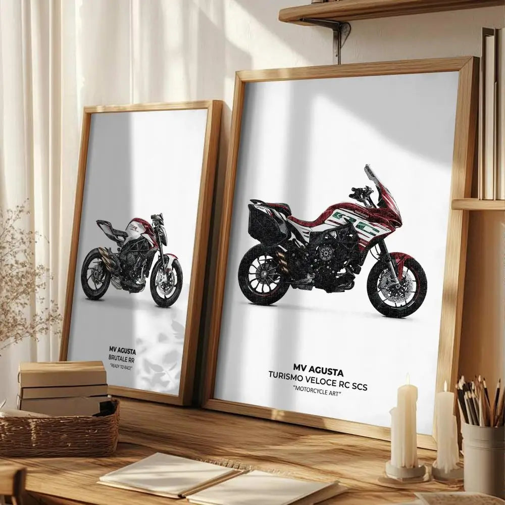 Cool Motorcycle A_AgustaS Design HD Linen Canvas Poster Wall Art Prints for Living Room Bedroom Office Home Decoration Gift Peaceful Pleasures Health and Wellness
