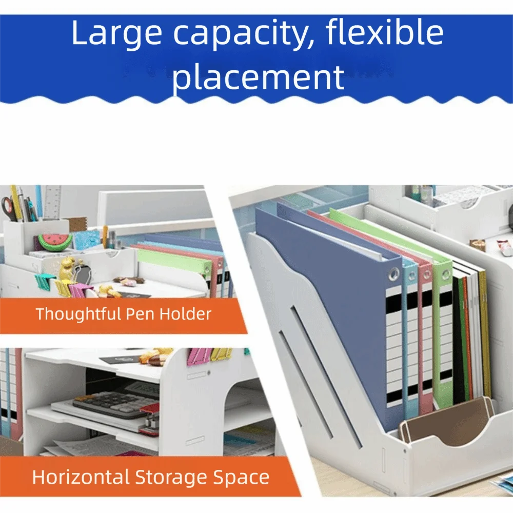 Large Capacity File Storage Rack Space Saving Thickened File Sorter Multi-Layer Partition Design Desktop Storage Box School Peaceful Pleasures Health and Wellness
