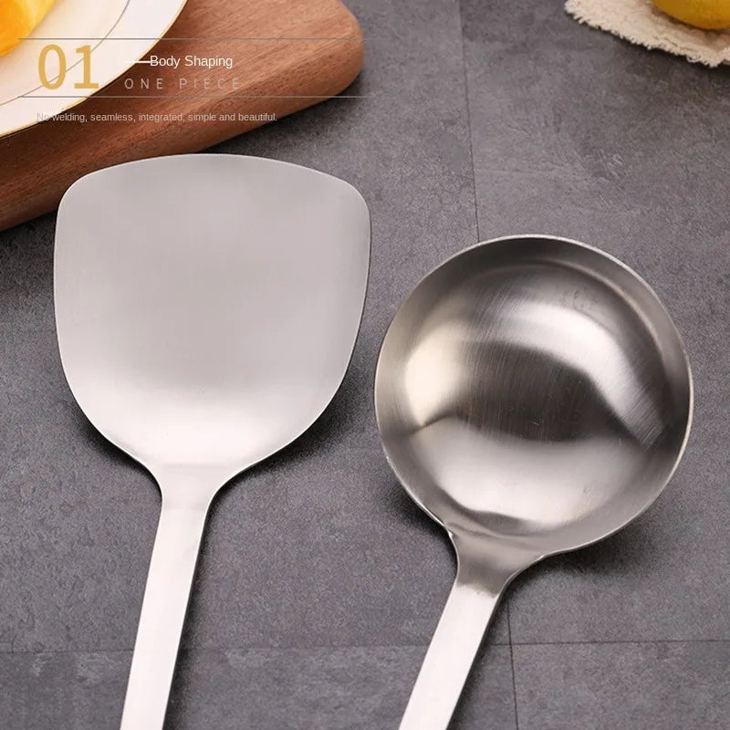 Thickened Stainless Steel Spatula Ladle & Slotted Spoon Set