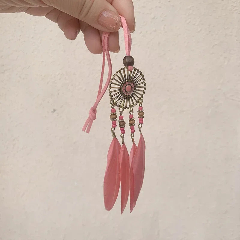 Mini Dream Catcher Handcraft Car Pendnat Feather Wind Chimes Girls Room Wall Hanging Home Decoration Keychain Birthday Gifts NEW Peaceful Pleasures Health and Wellness Type10