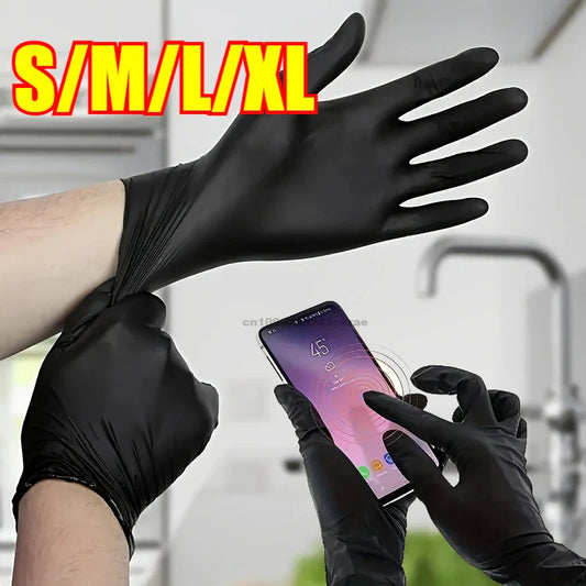 Black Disposable Nitrile Gloves 100PCS – Powder Free, S–XL Disposable Nitrile Gloves Oasis Select