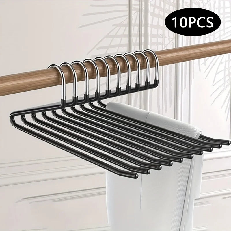 10pcs Space-saving Goose Z-shaped Pants Hanger Durable Metal Material Multi-functional Pant Storage Household Supplies Peaceful Pleasures Health and Wellness Black 10pcs
