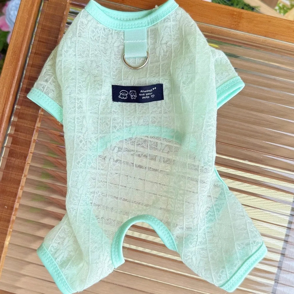 Breathable Mesh Dog Cooling Jumpsuit | Flower Print Sun Cover