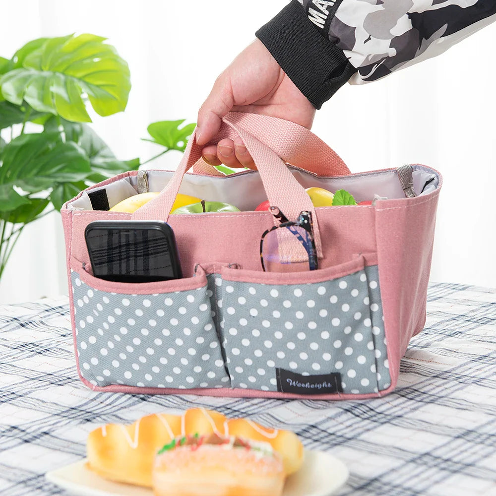 Pink Canvas Handheld Mommy Bag – Large Capacity & Partitions