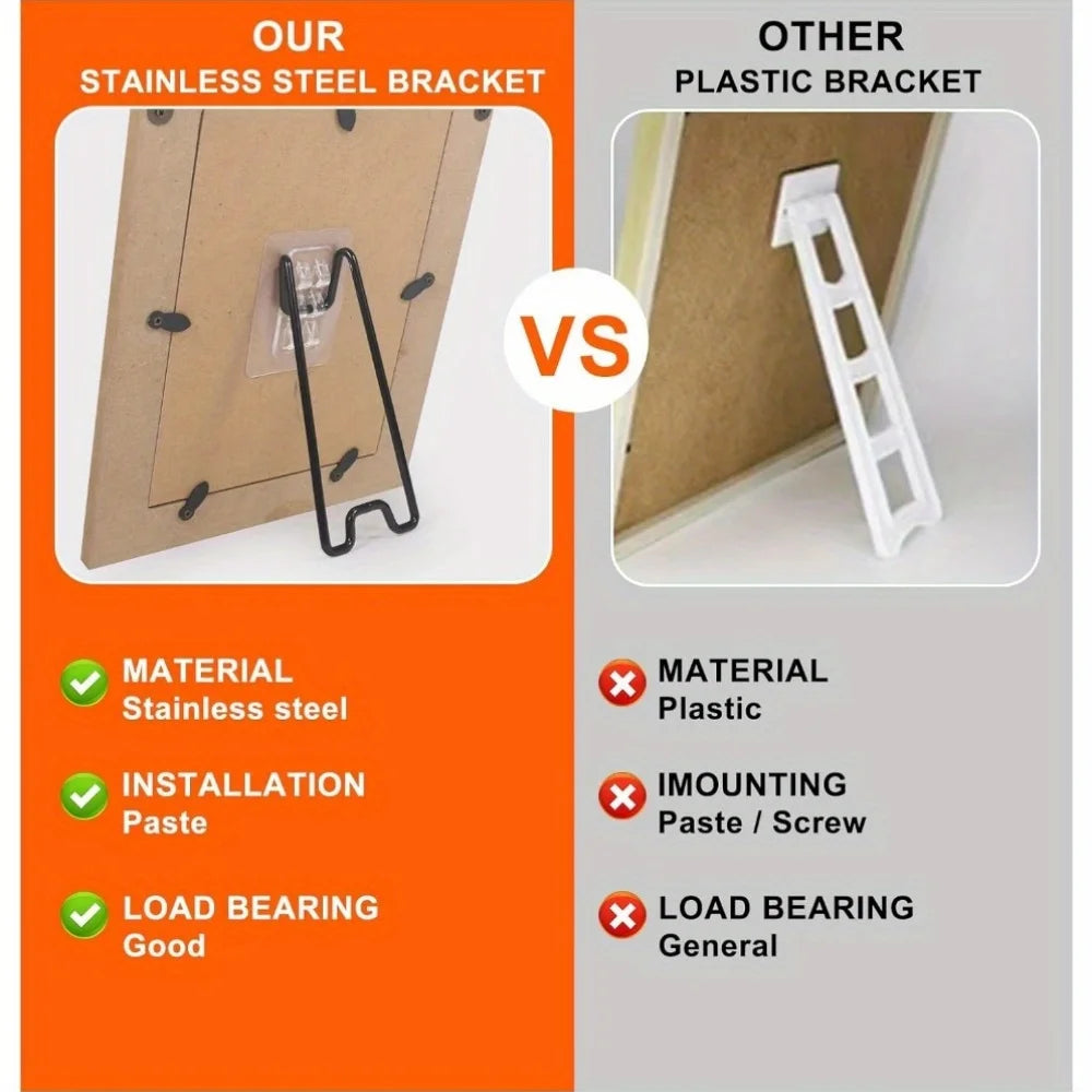 1 Photo Frame Bracket Self-adhesive Adjustable Durable Metal Display