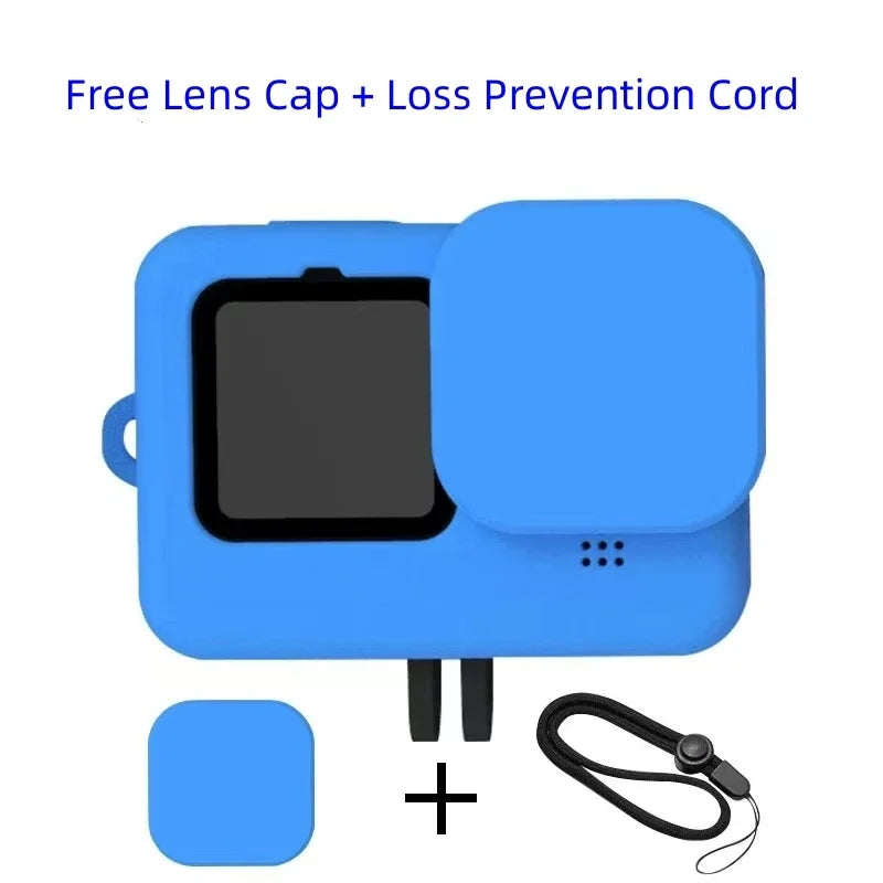 New Soft Silicone Case for Gopro Hero 12 11 10 for Go pro 9 10 11 12 Silicone Protective Full Cover Shell Camera Accessories Peaceful Pleasures Health and Wellness Blue Universal
