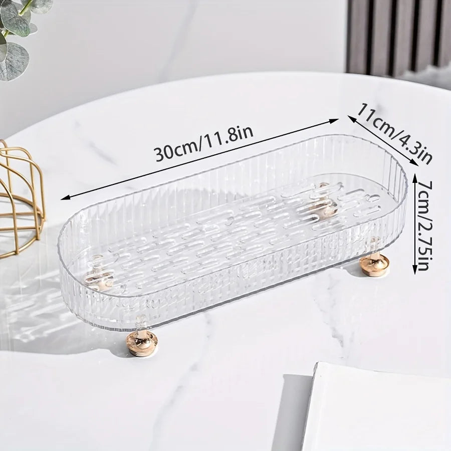 Acrylic Bathroom Vanity Tray – Makeup & Skincare Organizer for Dresser & Countertop