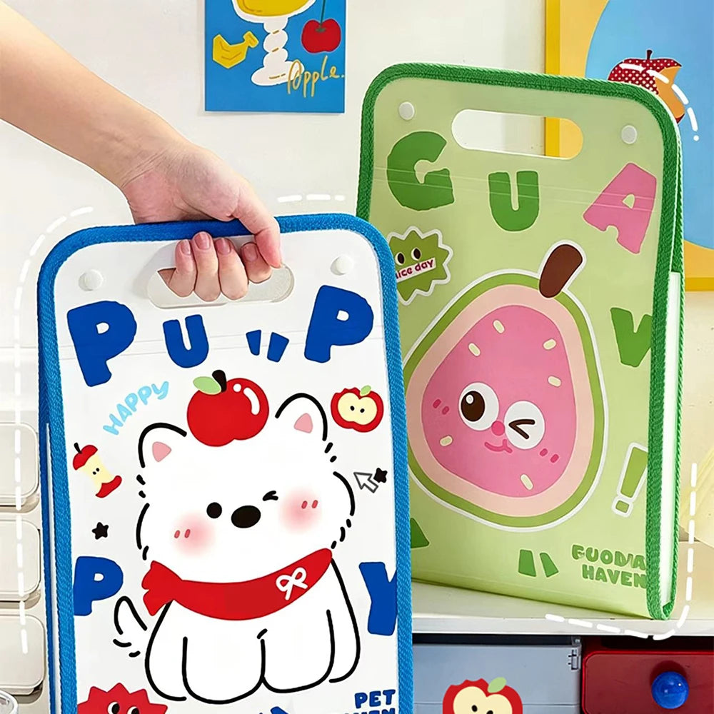 13 Layer Cartoon Large Capacity Document Storage Bag Student A4