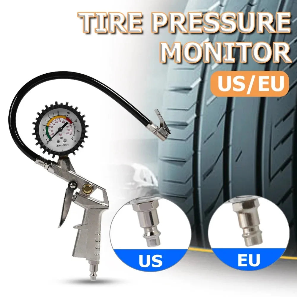 Car Tire Pressure Gauge 0-220 PSI Air Inflator Meter EU Plug Tyre Pressure Tester Auto Garage Repair Tool Peaceful Pleasures Health and Wellness