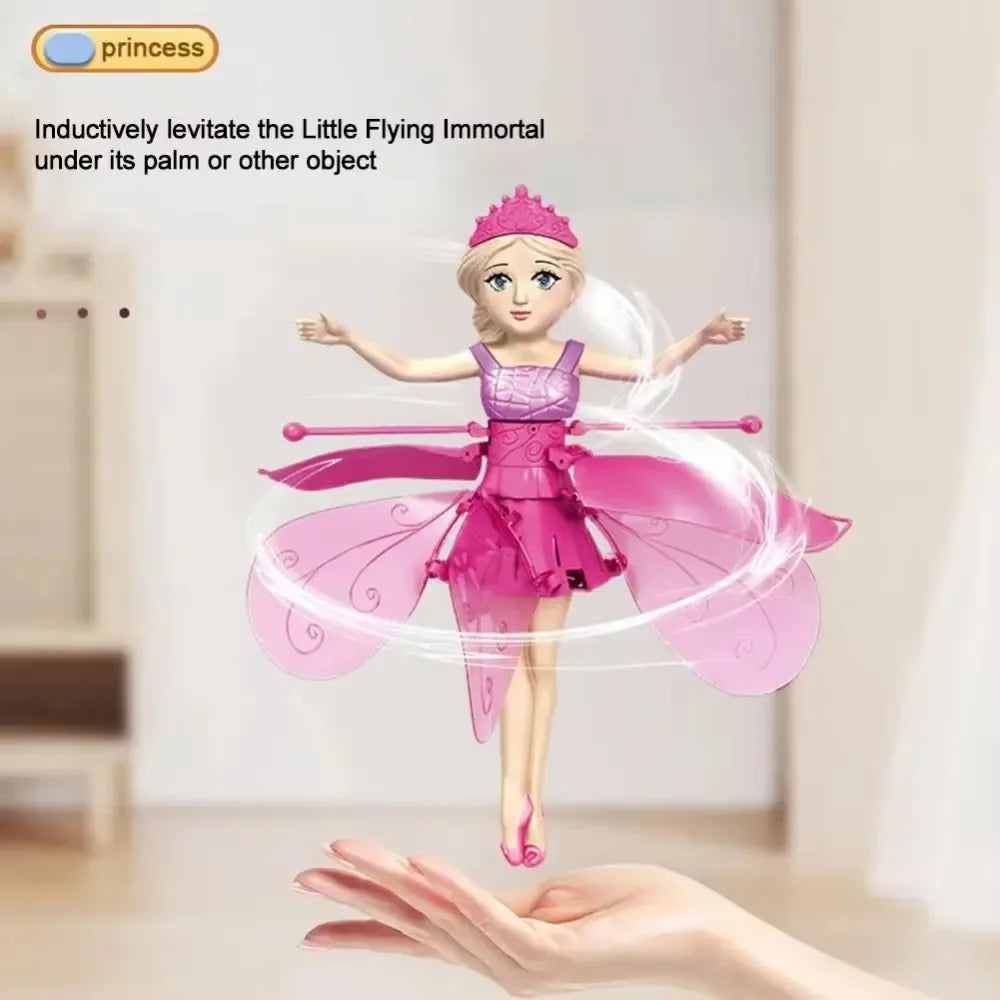 USB Rechargeable Gesture Luminous Aircraft Girls Toy Hand Sensor Magical Flying Pixie Toy Infrared Sensor Flying Doll Kid Gifts Peaceful Pleasures Health and Wellness