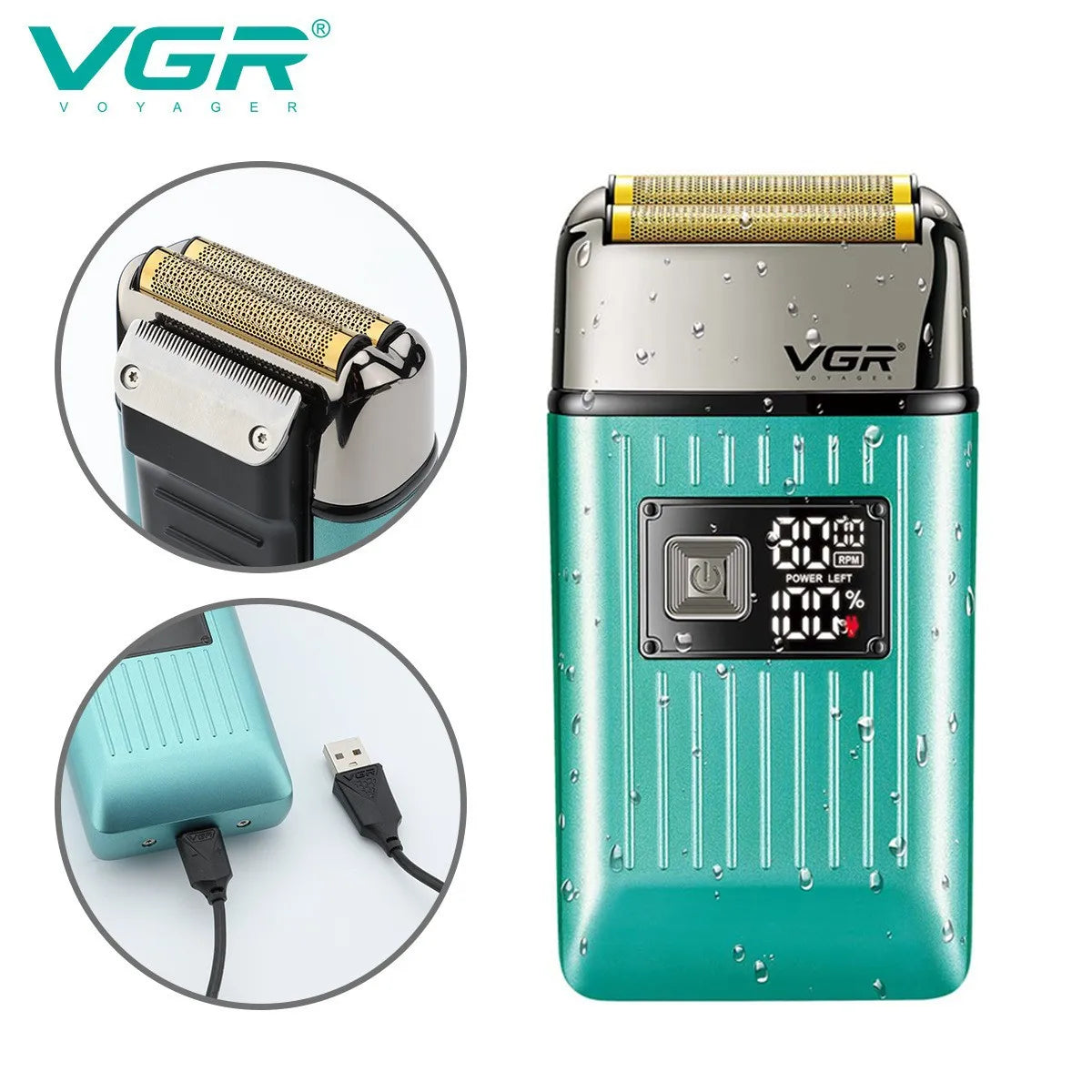 VGR Men's Razor IPX6 Body wash professional intelligent digital display multi-functional shaving sculpting hair trimmer V-357 Peaceful Pleasures Health and Wellness