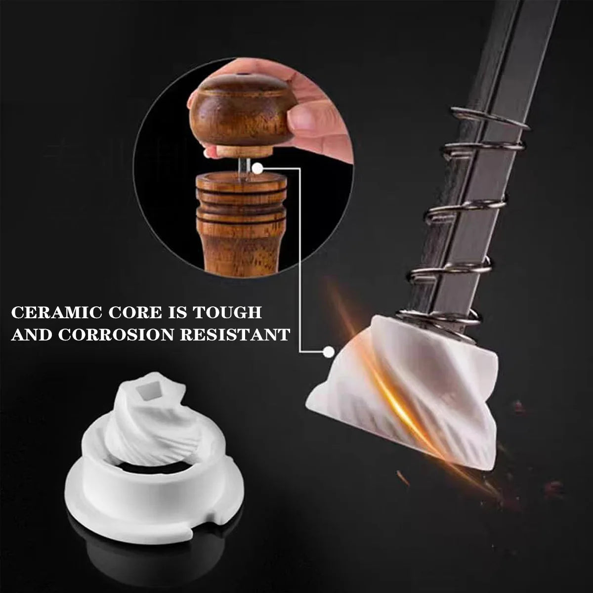 Conical Ceramic Burr, Ceramic Grinder for Wood Salt and Pepper Mill, Pepper Mill Replacement Parts Peaceful Pleasures Health and Wellness