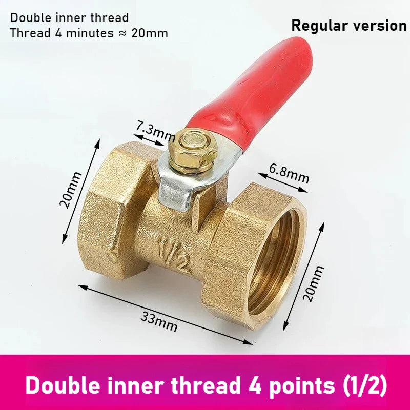 Pneumatic Copper Ball Valve – Red Handle Threaded Female 1/4"