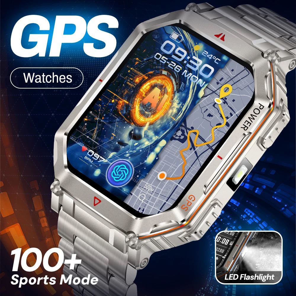 KR92 GPS Smart Watch – HD Screen, 100+ Sports Modes, BT Call