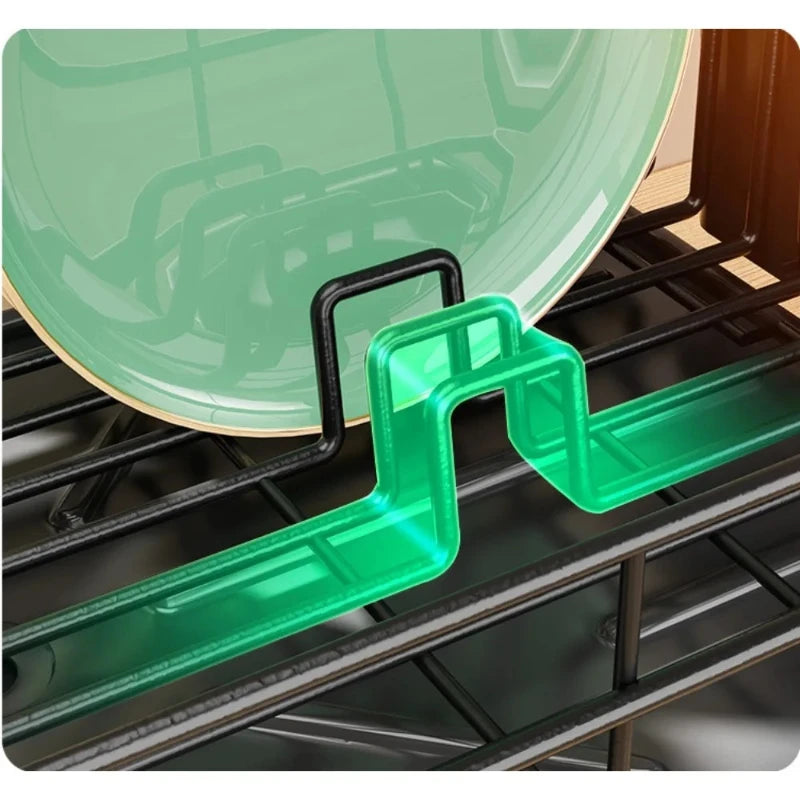 Iron Dish Drying Rack with Utensil Holder & Drainboard | Kitchen