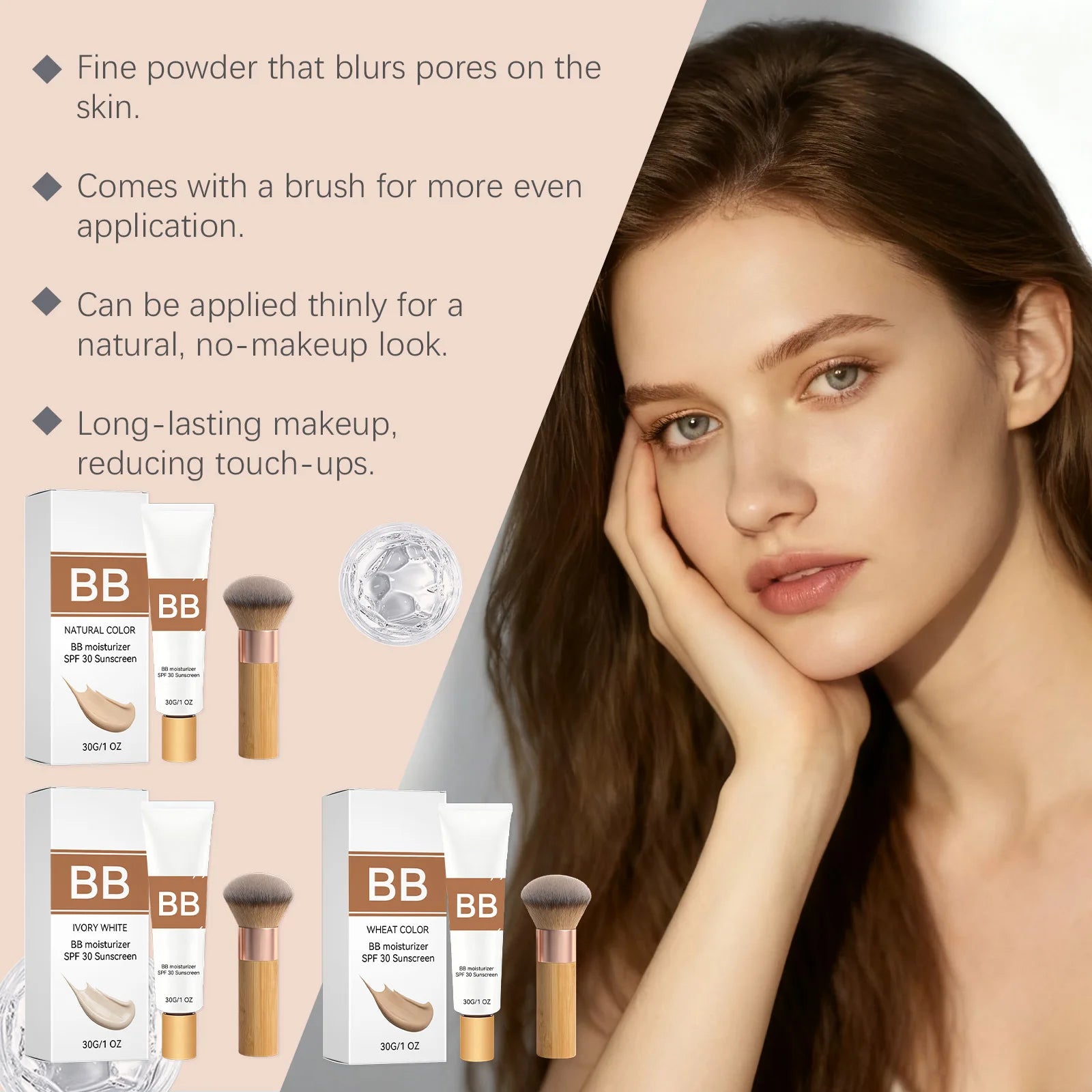 Sunscreen BB Cream Cover Face Fine Lines Prevent Sun Burn Brightening Skin Concealer Liquid Foundation Makeup Kit SPF 30 PA +++ Peaceful Pleasures Health and Wellness