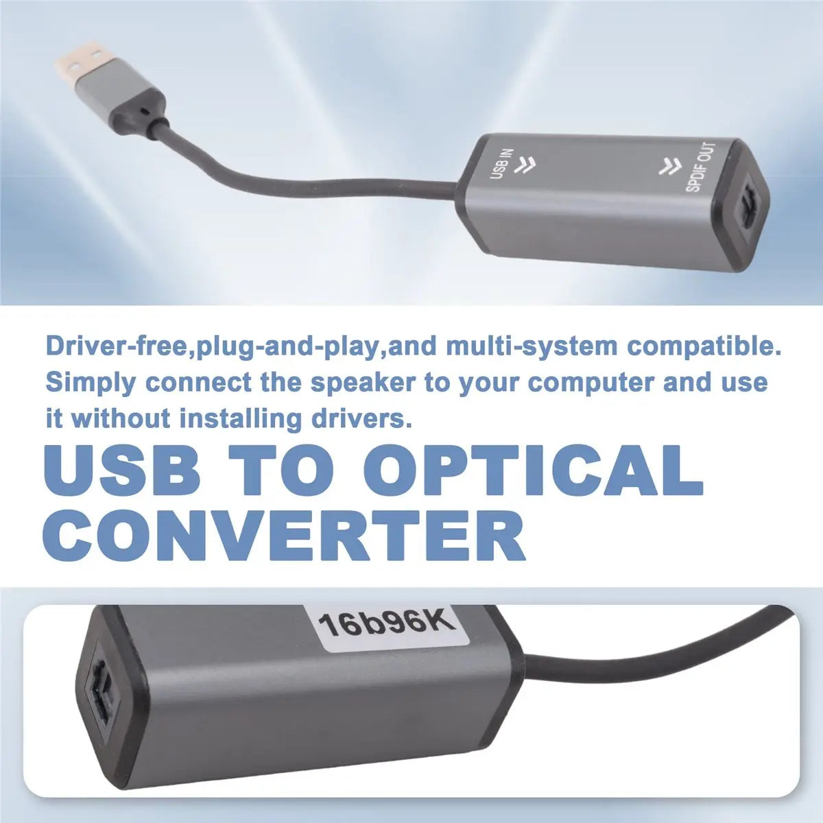 (ABDH) USB to Optical Audio Converter 16bit/96KHZ Audio Adapter USB to SPDIF Adapter for Connecting Laptop to Soundbar Peaceful Pleasures Health and Wellness Default Title