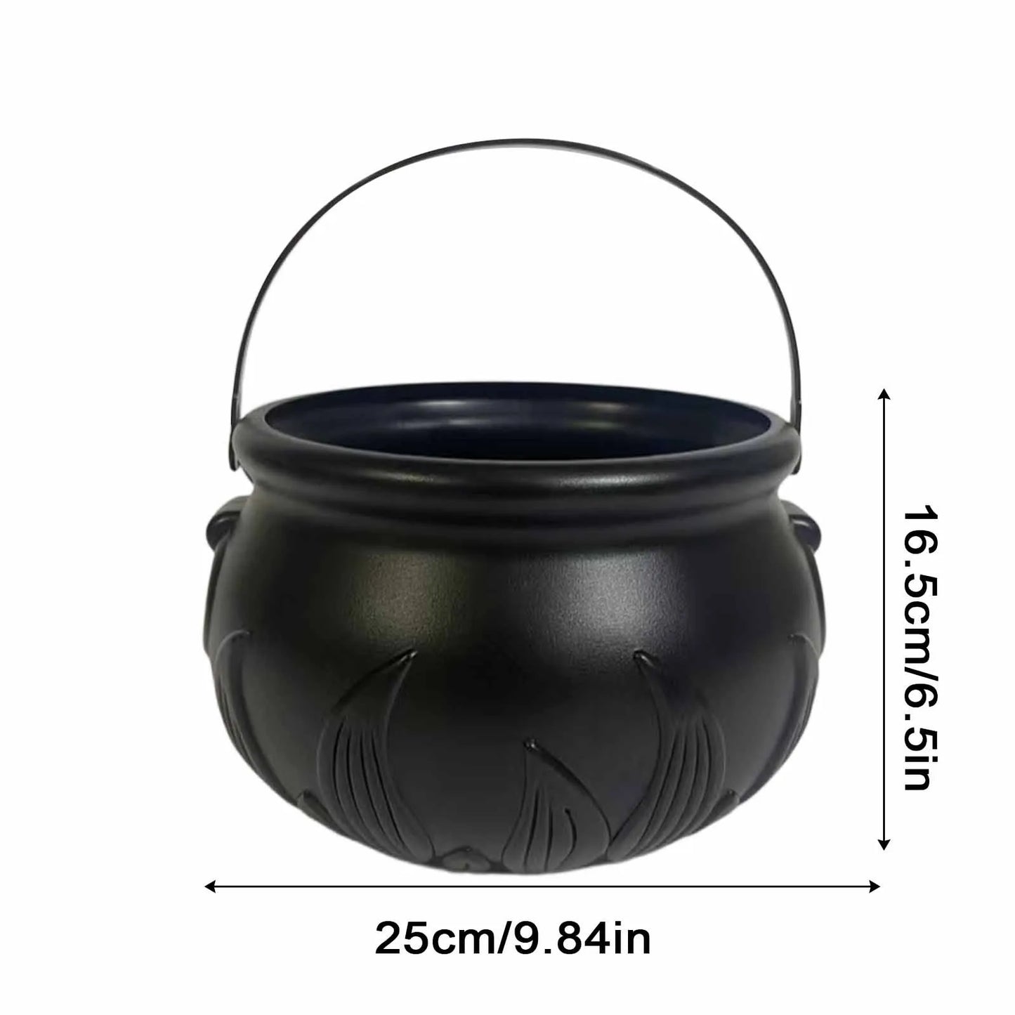 Halloween Witch Cauldron Candy Bucket – Flame Stripe Pot Decor