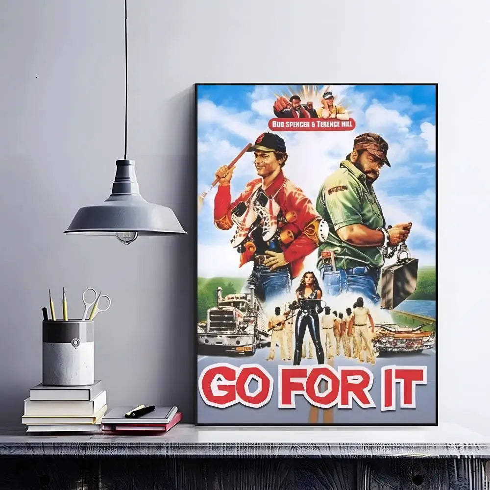 Terence Hill & Bud Spencer HD Wall Poster | Self-Adhesive PVC Art Wall Art Poster Peaceful Pleasures Health and Wellness