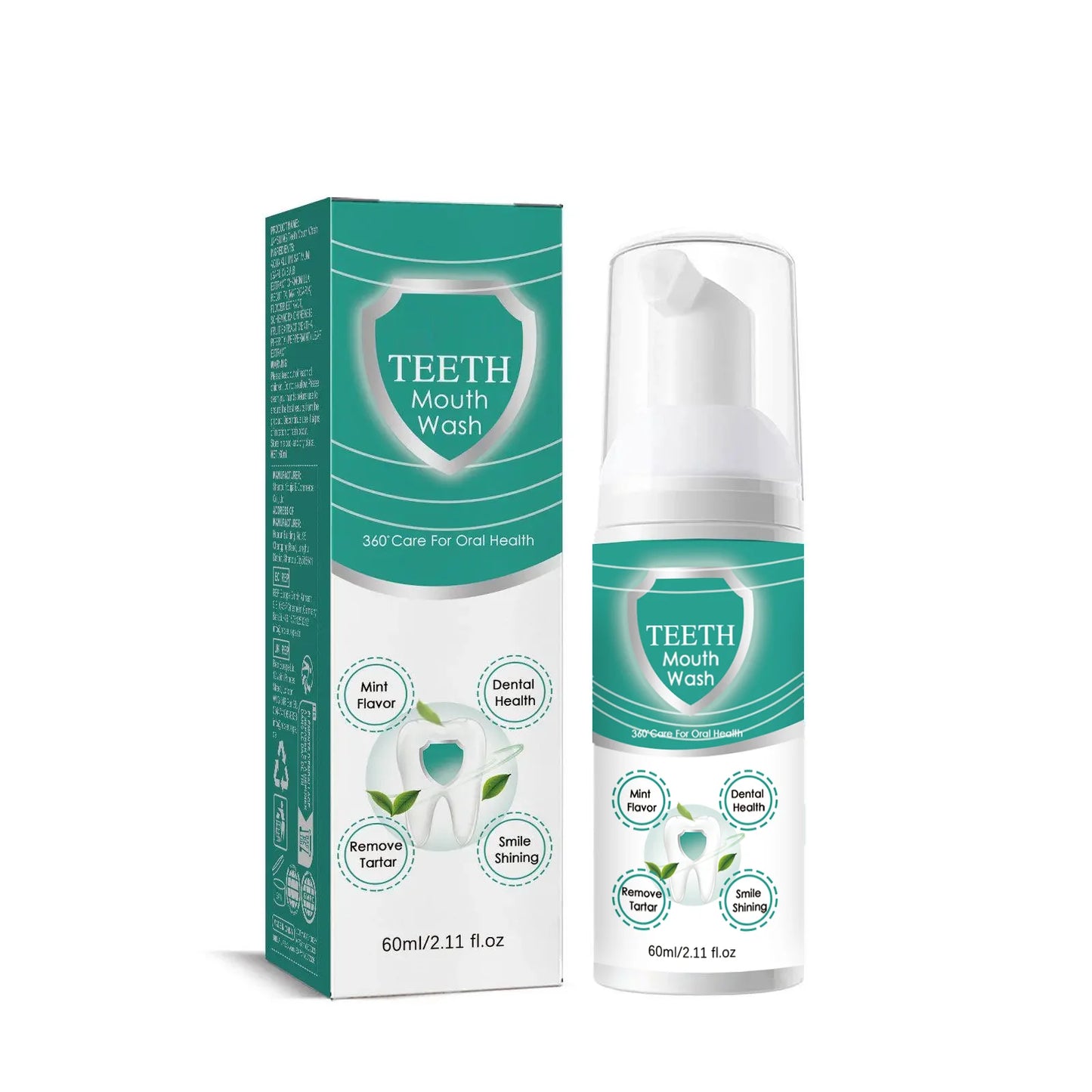 Foam Tooth Cleaning Mousse Teeth Whitening Removing Yellow Teeth Stains Gum Protection Freshens Breath Daily Oral Care Peaceful Pleasures Health and Wellness 60ml boxed