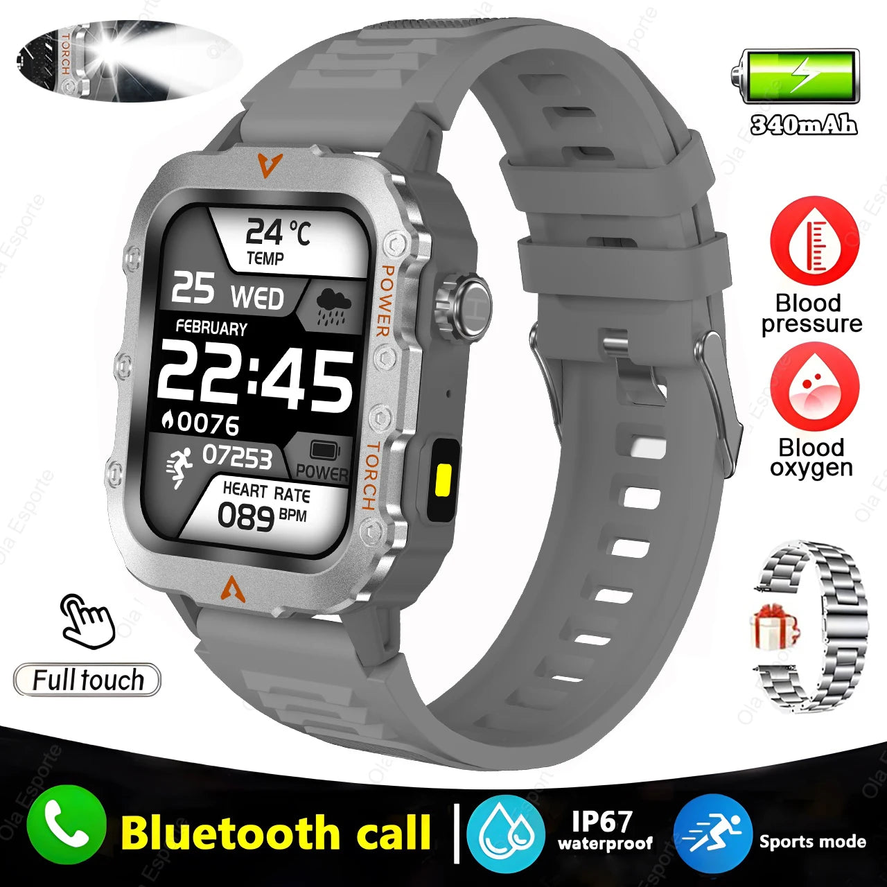 Ola Esporte HW12 Men's Smartwatch | 2.01" AMOLED Bluetooth Call
