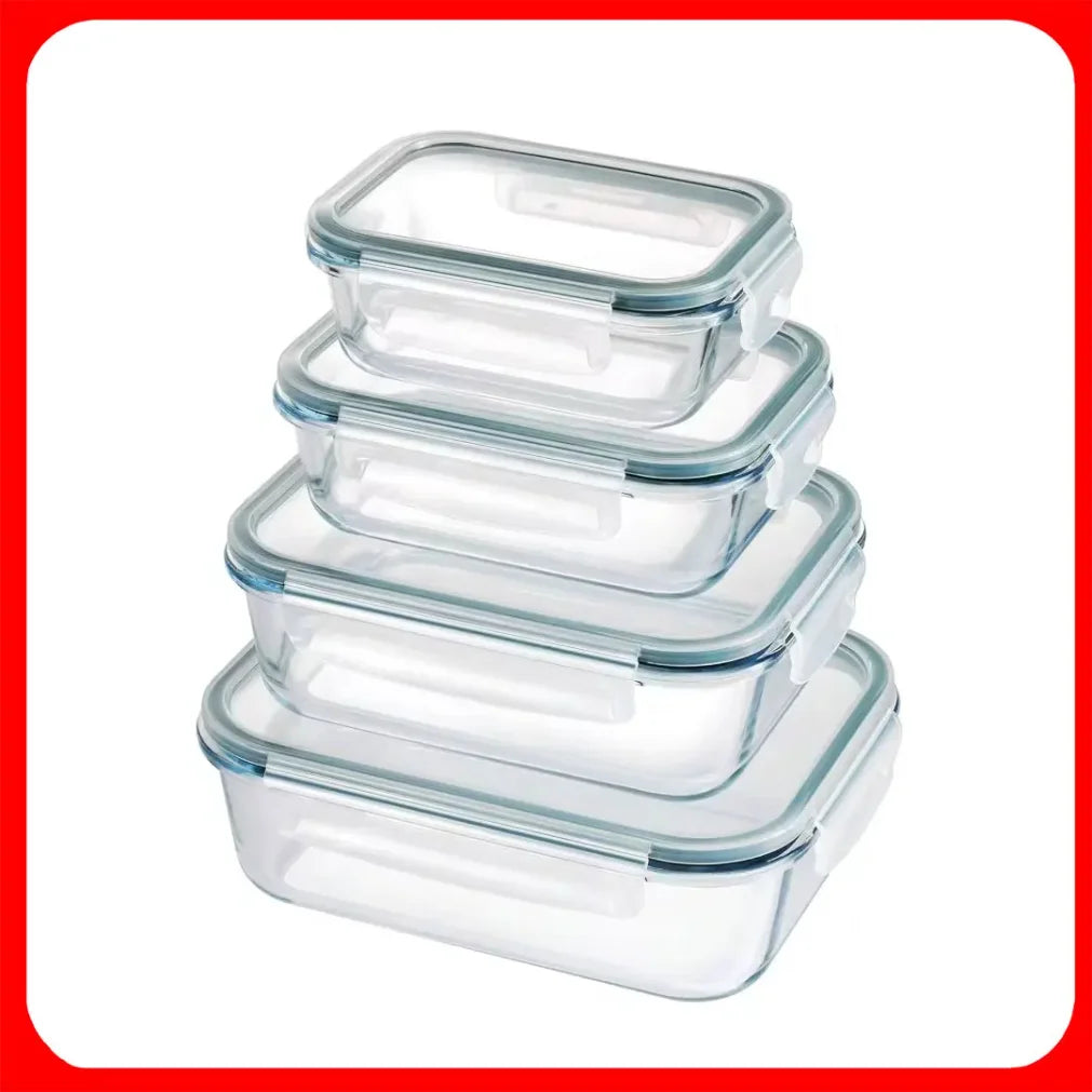 4-Piece Borosilicate Glass Food Storage Container Set | Microwave Safe