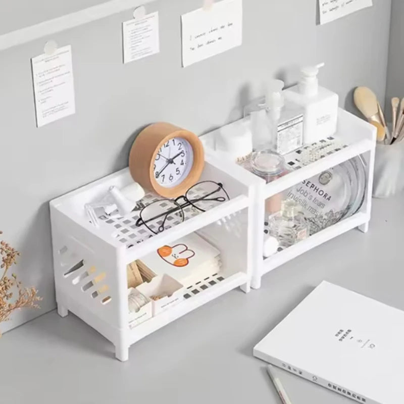 Double Layer Desk Organizer | Space-Saving PP Stationery Rack