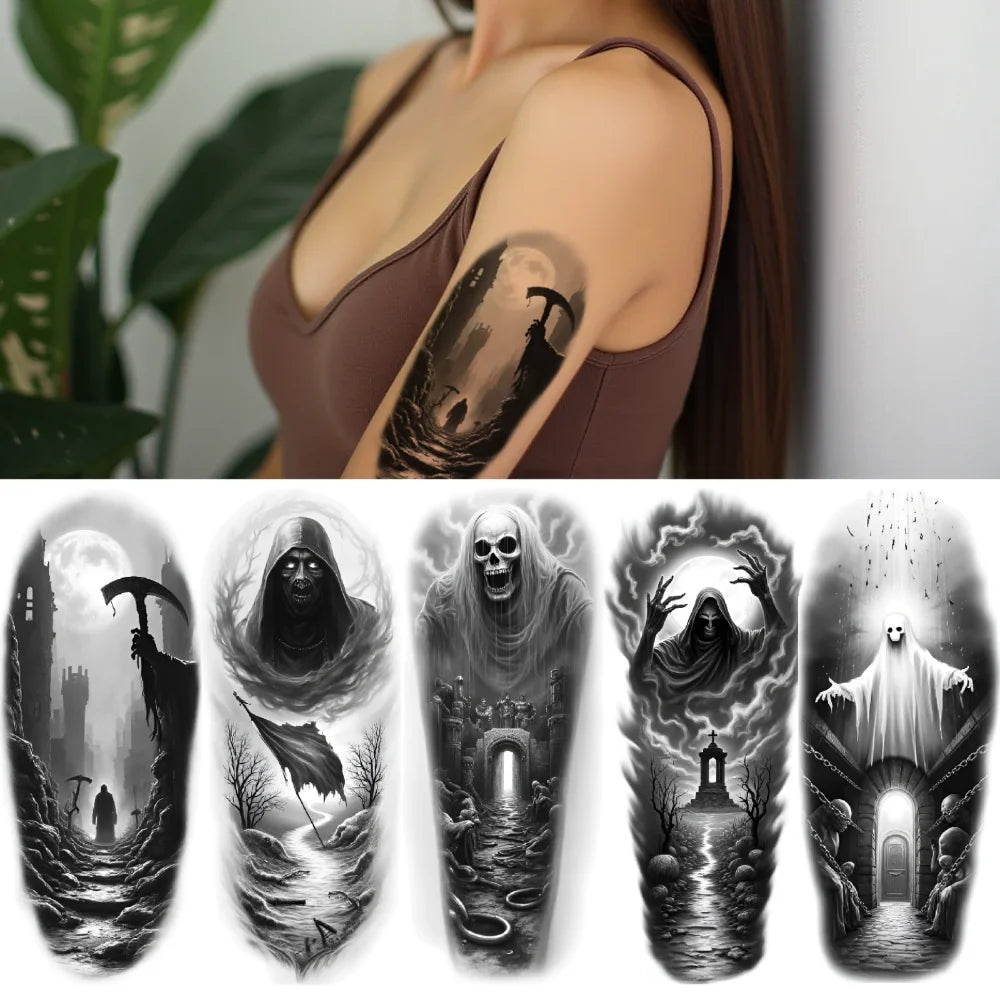 3-Pack Gothic Temporary Tattoos – Waterproof Dark Symbol Body Art