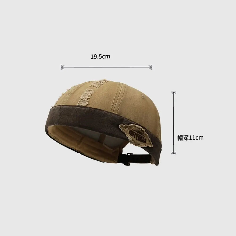Distressed Skullcap Hat – Streetwear Hip Hop Sun Cap Unisex