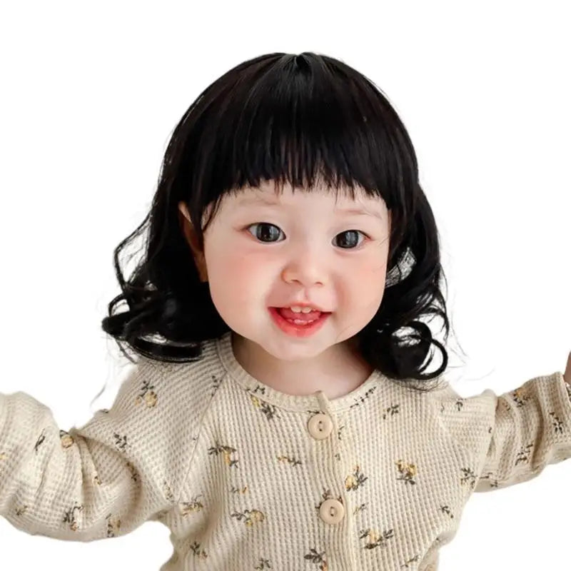 Baby Girl Simulation Short Hair Hat | Soft Photo Prop 0–3Y