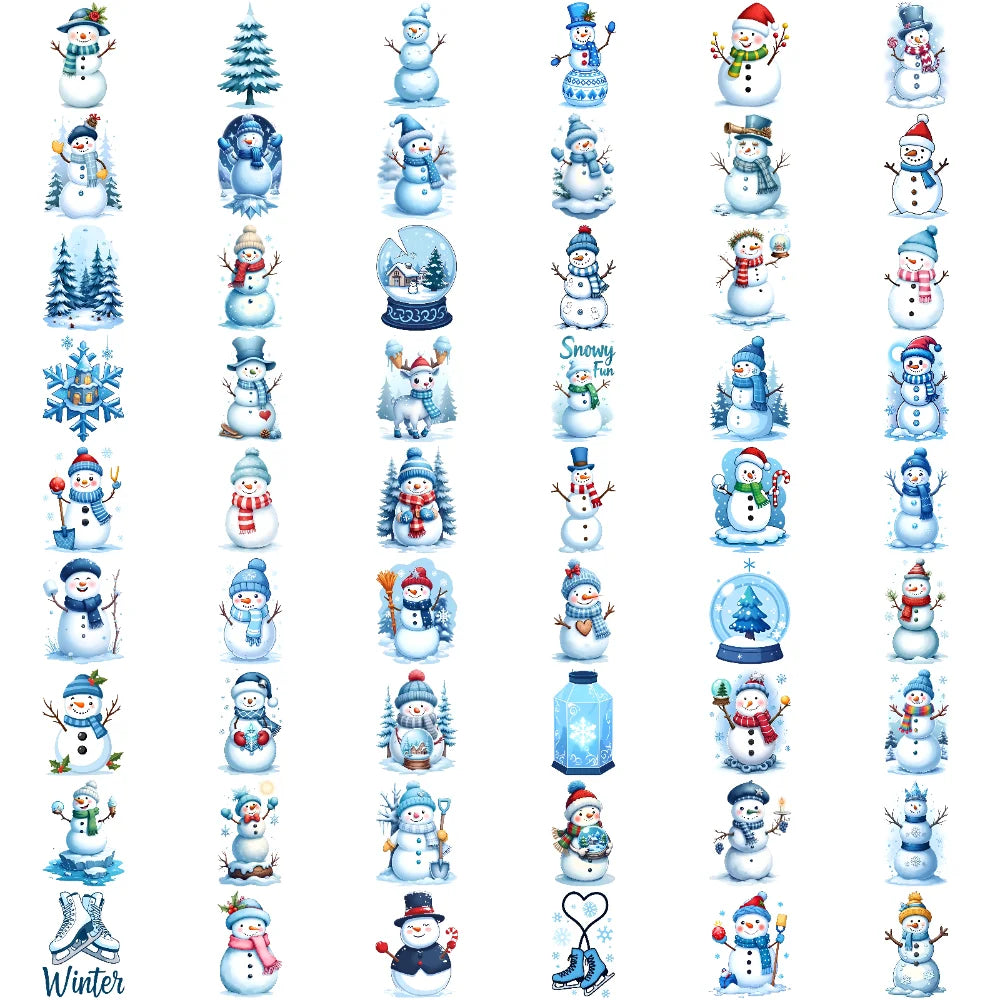 54pcs Christmas Temporary Tattoos – Snowmen, Snowflakes & Trees