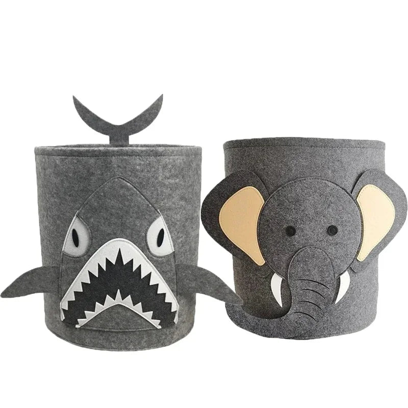 Felt Cartoon Toy Storage Basket – Kids Nursery Hamper Organizer