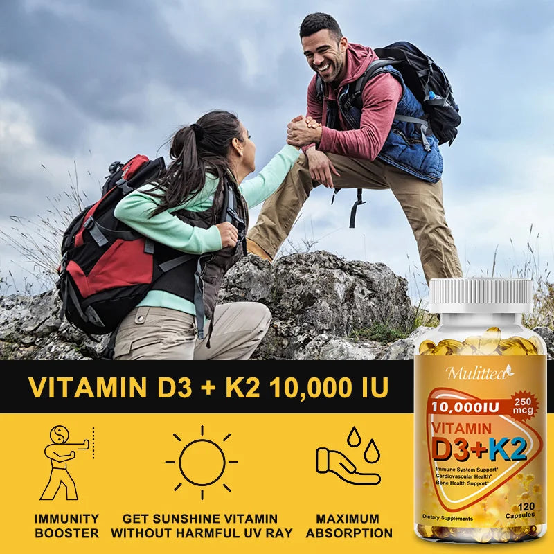 Vitamin D3 + K2 (MK-7) Capsules – Bone, Heart, Teeth & Immunity | 60 Count Peaceful Pleasures Health and Wellness