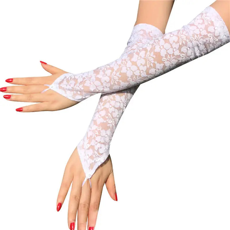 Gloves Bridal Wedding Dress Hook Finger Bright Diamond Lace Gloves Long Section Europe and The United States Popular Sexy Gloves Peaceful Pleasures Health and Wellness