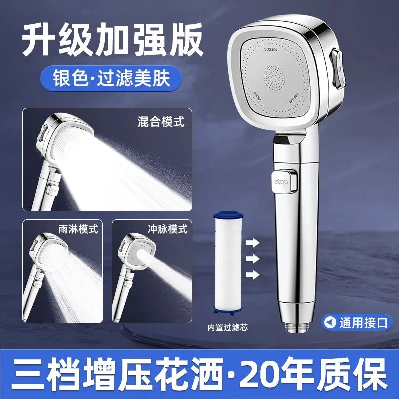 3-Mode High Pressure Water-Saving Handheld Shower Head
