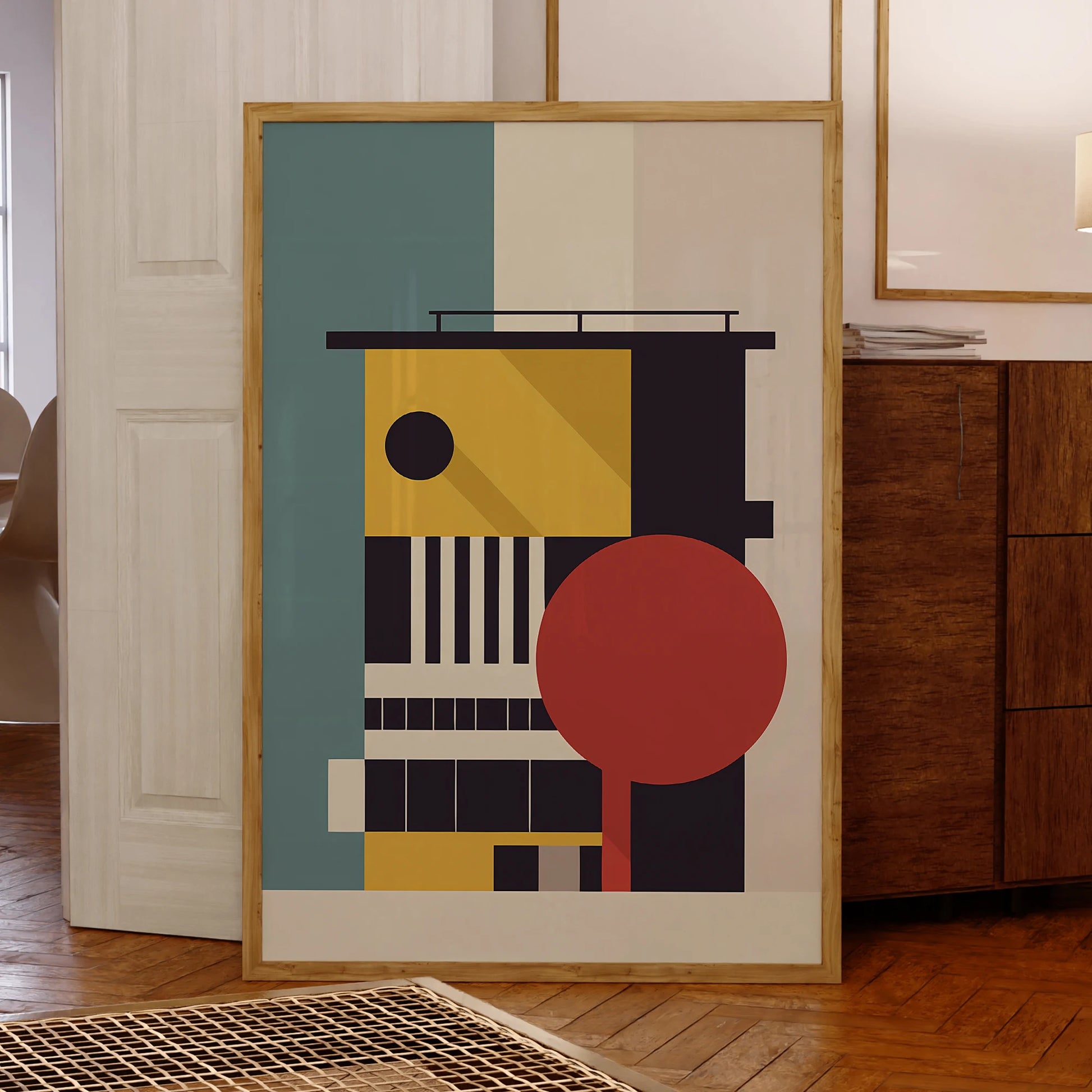 Modern Bauhaus Geometry Framed Canvas Wall Art Print | Home Décor Framed Canvas Wall Art Peaceful Pleasures Health and Wellness