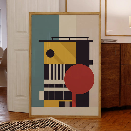 Modern Bauhaus Geometry Framed Canvas Wall Art Print | Home Décor Framed Canvas Wall Art Peaceful Pleasures Health and Wellness