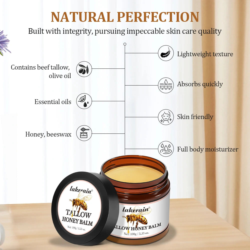 Tallow Honey Balm Specifically For Dryness And Itchiness Skin Moisturizing Beef Tallow Face Cream Body Lotion Face Cream Care Peaceful Pleasures Health and Wellness
