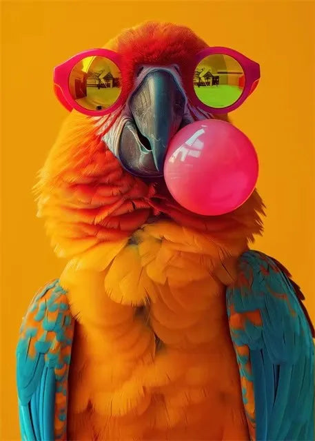 WhimsyWorks Funny Animals Bubble Blowing Chameleon Canvas Poster,Unframed Artistic Wall Decor for Living Room,Bedroom, Art Decor Peaceful Pleasures Health and Wellness ZLH3298 50x70cm No Frame