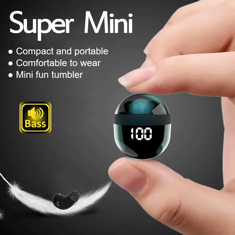 SK18 Mini Invisible Sleep Wireless Earbuds Bluetooth 5.3 Headphones with LED Display Touch Control Noise Cancelling Waterproof Peaceful Pleasures Health and Wellness