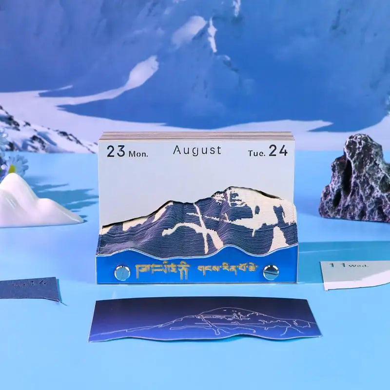 2027 3D Tear-Away Desk Calendar with LED Light | Paper Carving