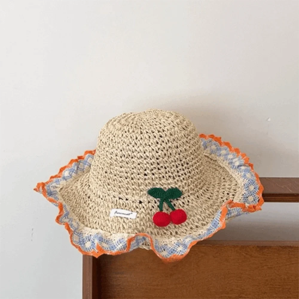 Wide Brim Straw Sun Hat – Floral Tie & Hollow Weave Women's