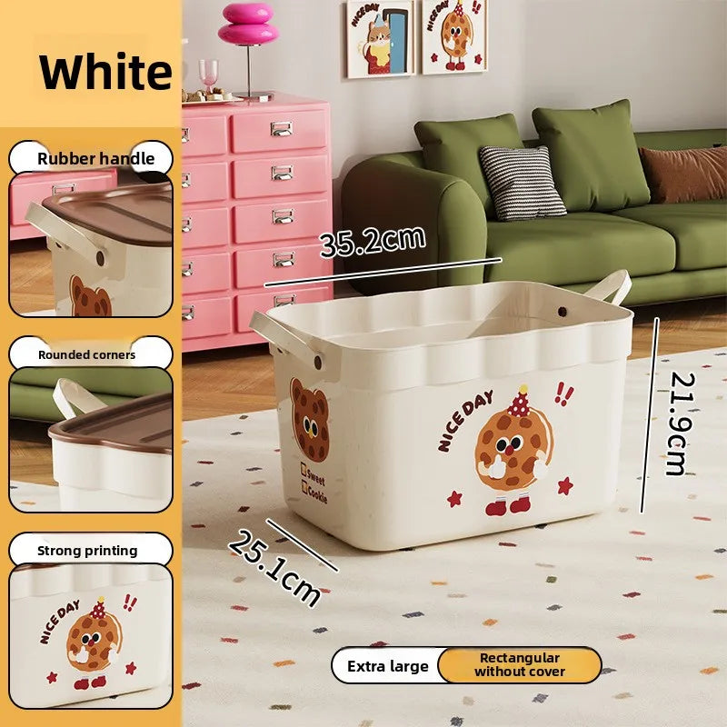 Cartoon Pattern Lidded Storage Box Toys Snacks Dustproof Desktop