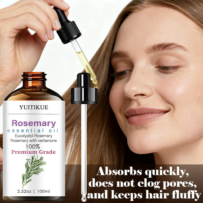 YUITIKUE Rosemary Essential Oil | 100% Premium Grade Eucalyptol & Verbenone Formula | For Hair Care & Aromatherapy 100ml Peaceful Pleasures Health and Wellness