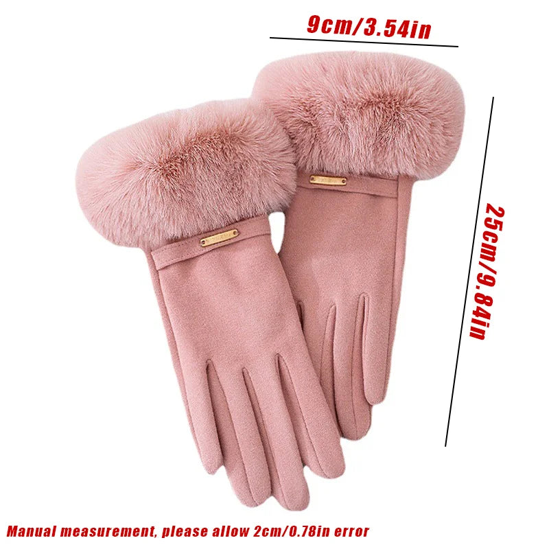 Women's Touchscreen Winter Gloves | Faux Fur Windproof Knit