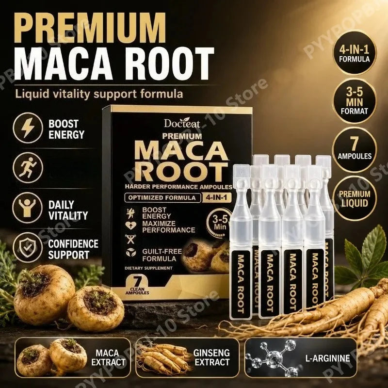 Maca Root Ginseng L-Arginine Liquid Ampoules | 7-Pack Daily