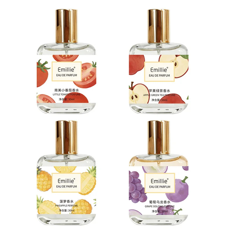 Russia Hot Selling Floral Fruity Perfume 30ml Apple Grape Pineapple Tomato Fresh Natural Eau De Toilette Women Allure Fragrance Peaceful Pleasures Health and Wellness