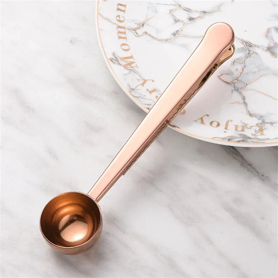 Coffe Spoon Drinkware Teas Set Stainless Steel Spoons Sealing Clamp Tableware Coffeeware Teaware Kitchen Snack Bag Bar Dining Peaceful Pleasures Health and Wellness Coffee