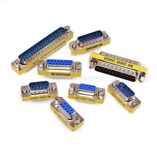2PCS DB9 DB15 DB25 Gender Changer Adapter RS232 Com D-Sub To Male Female VGA Plug Connector 3Row 15Pin Peaceful Pleasures Health and Wellness