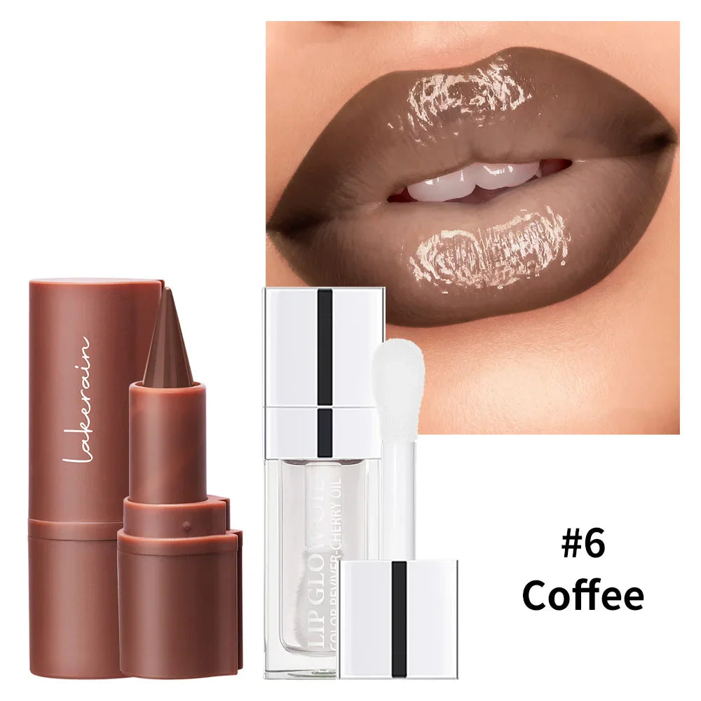 3D Lip Gloss & Liner Set – Hydrating, Long-Lasting Natural Finish
